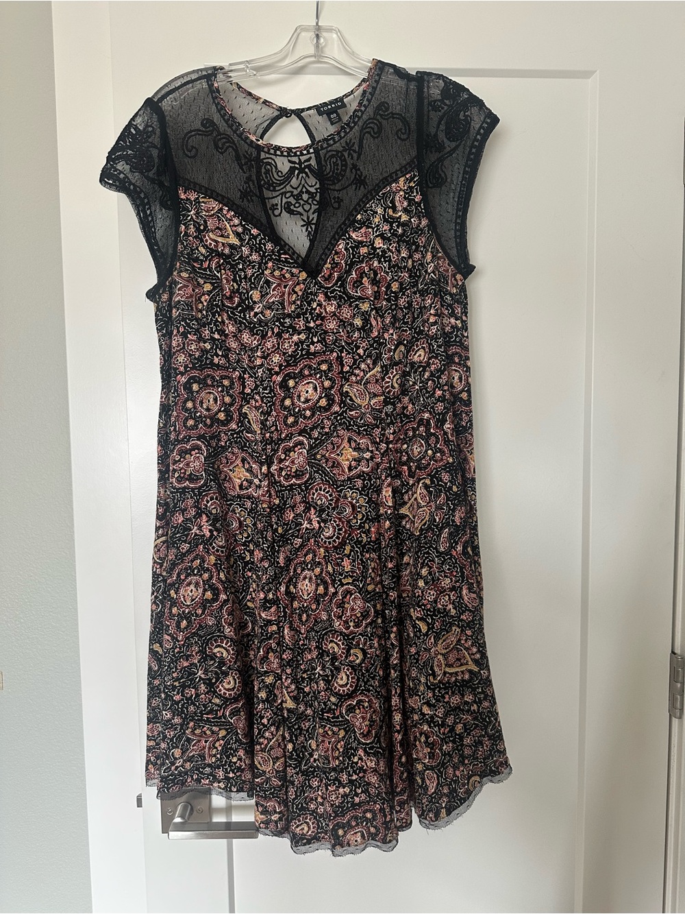 Black Paisley Mesh Yoke Dress
